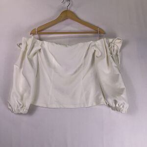 Unknown Off The Shoulder Tie Bardot Crepe Top